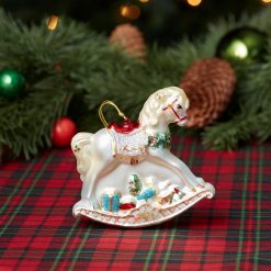 Alternative view of Lenox Premium 2026 Retro Blown Glass Baby's 1st Rocking Horse Ornament