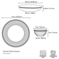 Alternative view of Lenox Premium French Perle Groove White 12-Piece Dinnerware Set