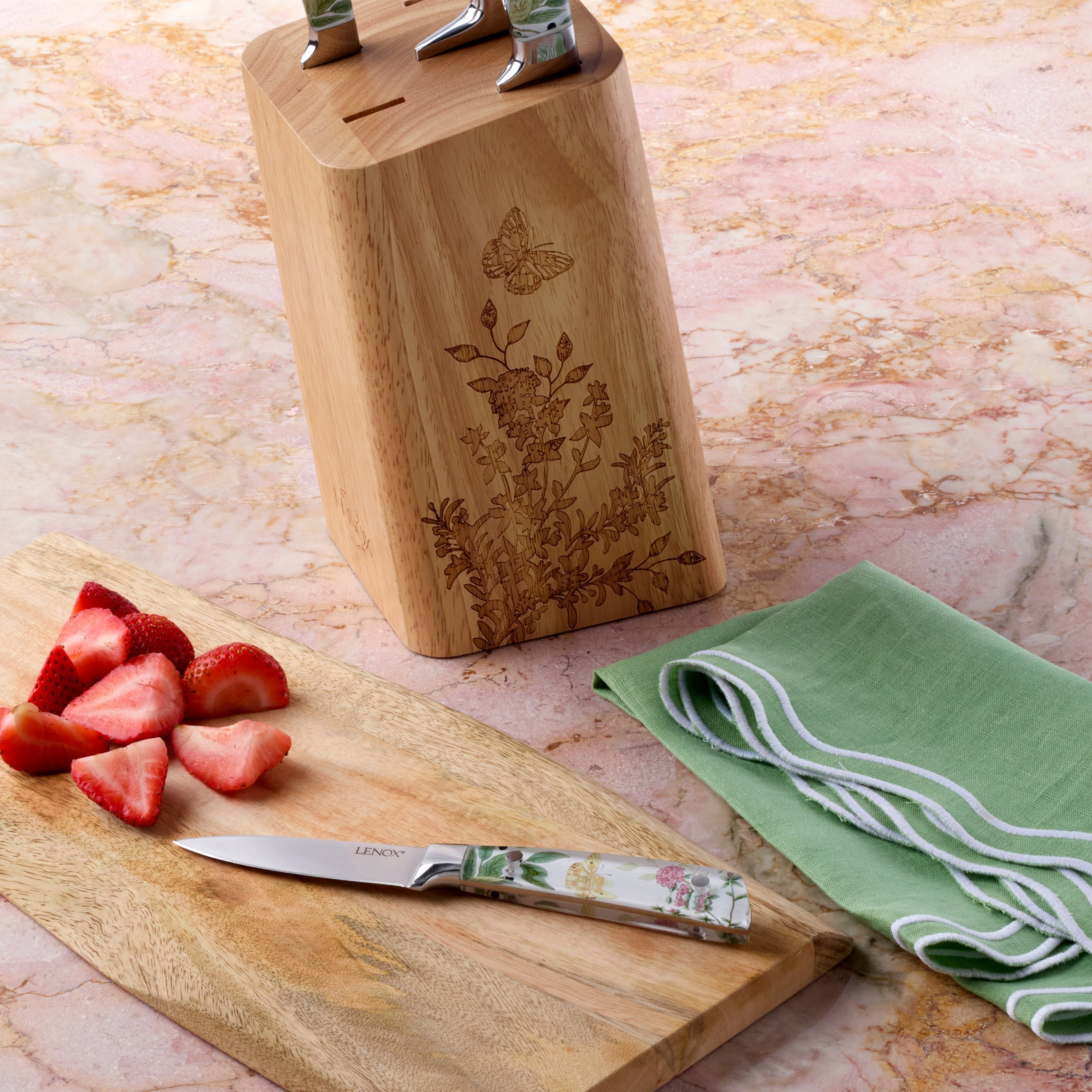Lenox Premium Butterfly Meadow Herbs 6-Piece Cutlery Block Set - Image 6