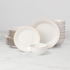 Lenox Premium French Perle Groove White 24-Piece Dinnerware Set
