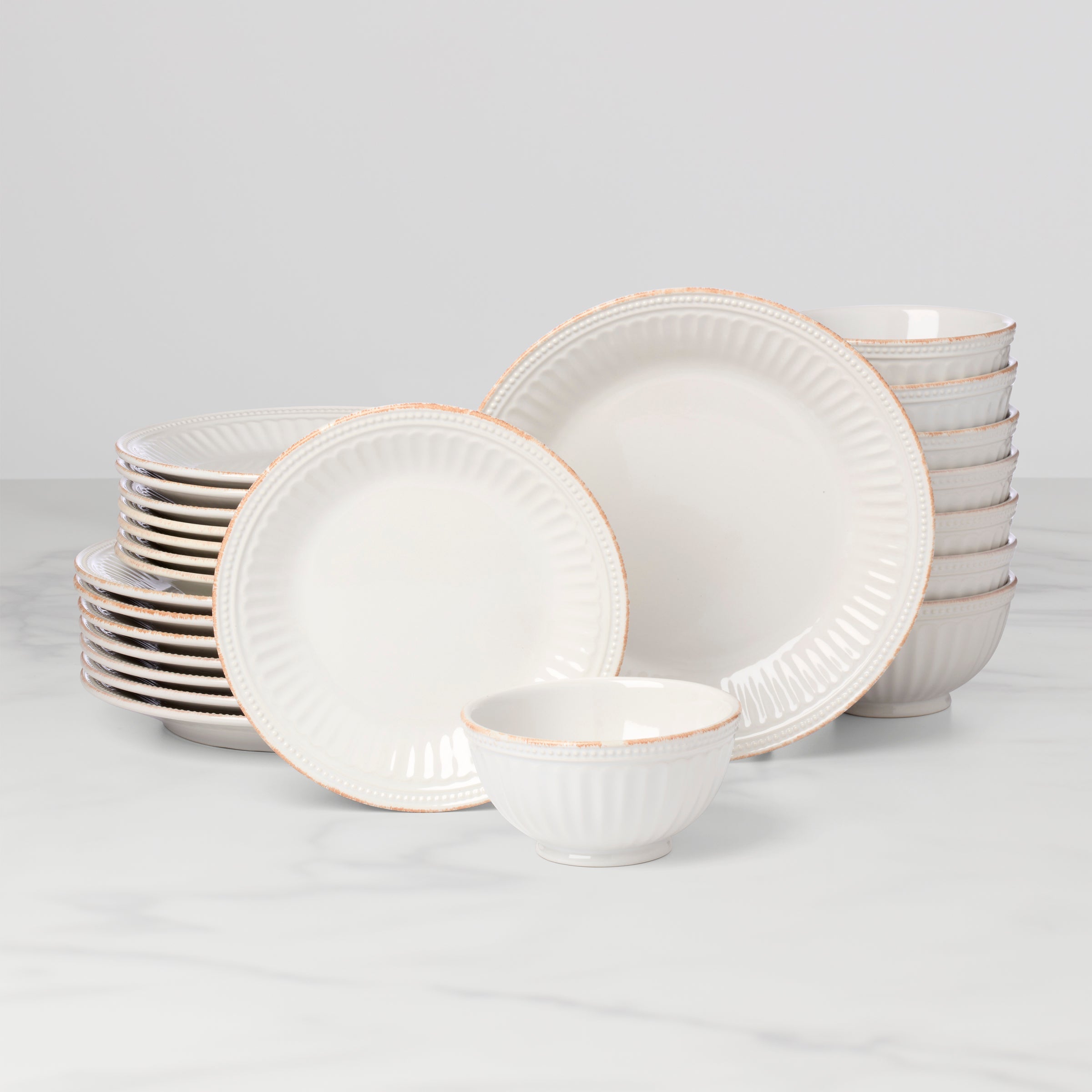 Lenox Premium French Perle Groove White 24-Piece Dinnerware Set