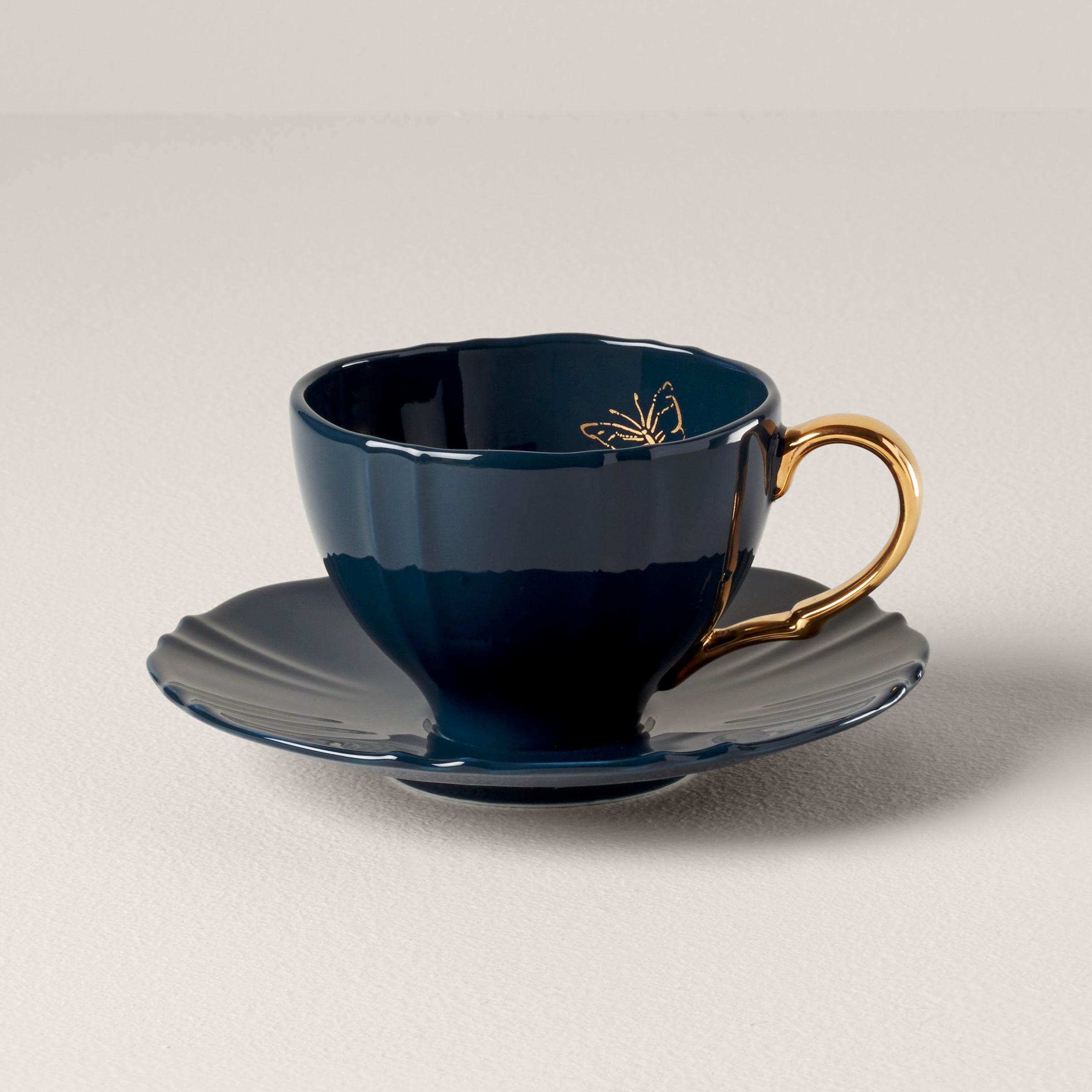 Lenox Premium Sprig & Vine Navy Teacup & Saucer