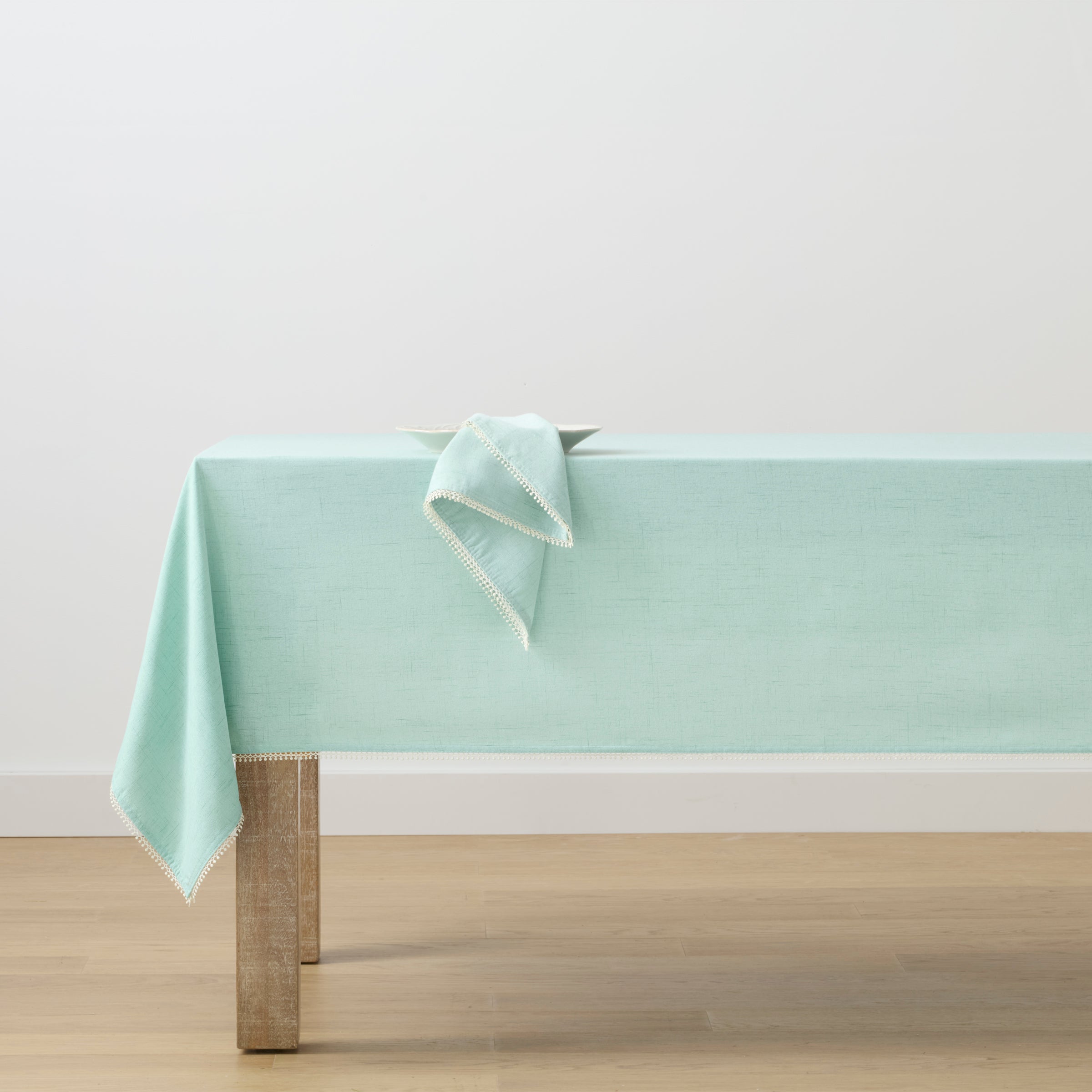 Lenox Premium French Perle Ice Blue 60x84 Tablecloth - Image 2
